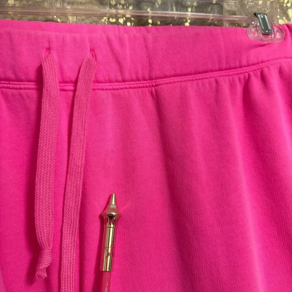 PINK Victorias Secret Cinched‎ Crop Hoodie & Sweatpants Atomic Pink Set L/XL - Picture 6 of 11